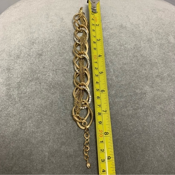 GOLD tone chain cubic zirconia braided bracelet - Picture 4 of 5